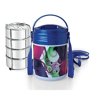 Cello Meal Kit Stainless Steel Lunch Box Set, 355ml, Set of 4, Blue