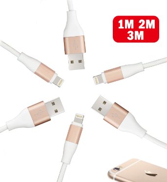 iPhone Cord, OTISA 3-Pack High Speed Heavy Duty Lightning Cable Charging Sync Cord for iPhone 5se/ 6s/6/5, iPad Air/Mini,iPod Nano/Touch, Compatible with iOS9 - [3Ft,6Ft,10Ft Gold]