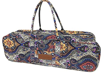 All-in-one Yoga Mat Bag with Pocket and Zipper - Patterned Canvas
