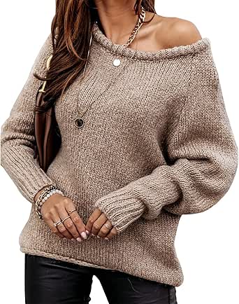 BTFBM Women Casual Long Sleeve Fall Sweaters Crew Neck Solid Color Soft Ribbed Knitted Oversized Pullover Loose Fit Jumper