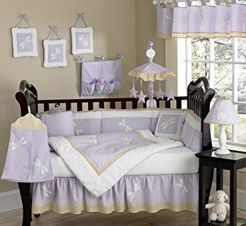 Sweet Jojo Designs Dragonfly Dreams Lavender Baby Girl Purple Bedding 9pc Crib Set