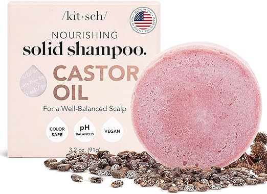 Kitsch Pro Castor Oil Nourishing Shampoo Bar - Bottle-free Eco-friendly Shampoo Hydrates & Moisturizes Dull and Dry Hair All-Natural Chemical-free Daily Shampoo Softens & Strengthens Holiday Gift