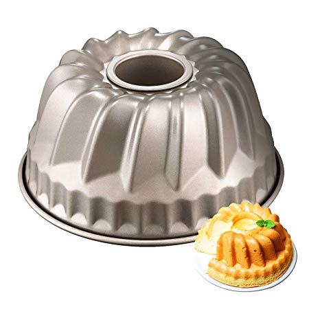 Tomods Nonstick Bundt Cake Pan for 6 Quart instant pot, Heavy-duty Fluted Tube Pan 4 Cup(7 Inch, Champagne Gold) Bundt Pan