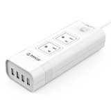 ORICO 2 Outlet Surge Protector Power Strip with 20W 4 Ports USB Charging Station for iPhone 6s66 plus iPad Air 2mini 3 Samsung Galaxy S6S6 EdgeNote 5 HTC M9 Nexus and More -WhiteRPC-2A4U