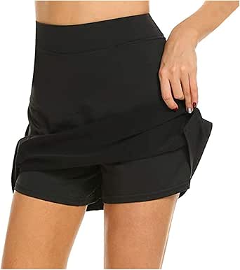 Women's Pleated Tennis Skirt High Waisted Athletic Golf Skorts Lightweight Running Workout Skirts with Shorts