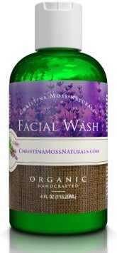 Facial Wash Organic and 100 Natural Face Cleanser Skin Clearing Soap Anti Blemish Fights Acne Non Drying Non Oily No Harmful Chemicals For Women and Men By Christina Moss Naturals