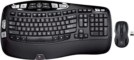 Logitech MK550 Wireless Wave K350 Keyboard and Mouse Combo — Includes Keyboard and Mouse, Long Battery Life, Ergonomic Wave Design with Wireless Mouse (with Mouse)