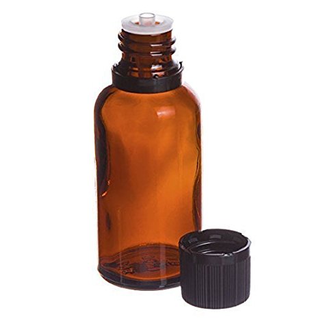 Lisse Essentials 12 Piece Amber Glass Essential Oil Bottle with Orifice Reducer and Cap, 30 mL