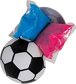 HelloBump Gender Reveal Exploding Soccer Ball Kit | Non-Toxic |Pink & Blue Powder | Party Supplies