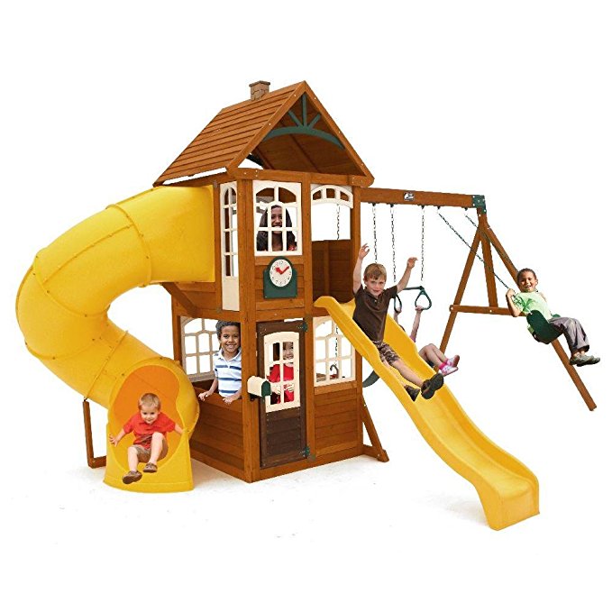 LEWISTON RETREAT CEDAR WOOD SWING SET PLAYSET SUMMIT KIDKRAFT