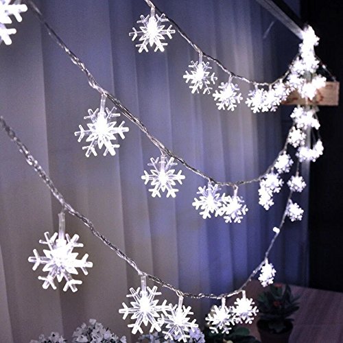 Dealgadgets Led String Light, 15ft String Light Warm White Fairy Lights Battery Operated Waterproof Outdoor/Indoor DIY Decoration Christmas Party, Wedding, Garden (Snowflakes)