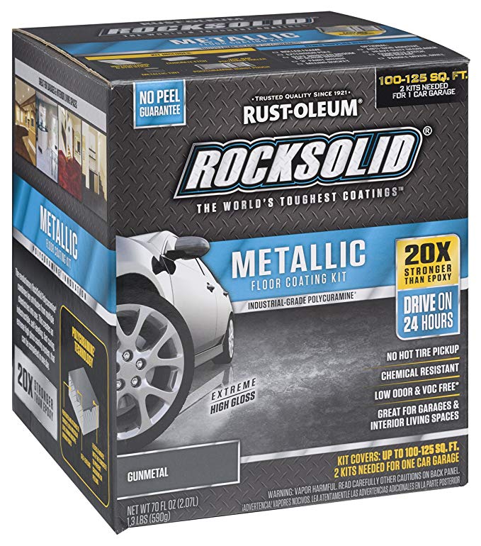 Rust-Oleum 299743 RockSolid Metallic Garage Floor Coating Kit Gunmetal 70 Fl. Oz