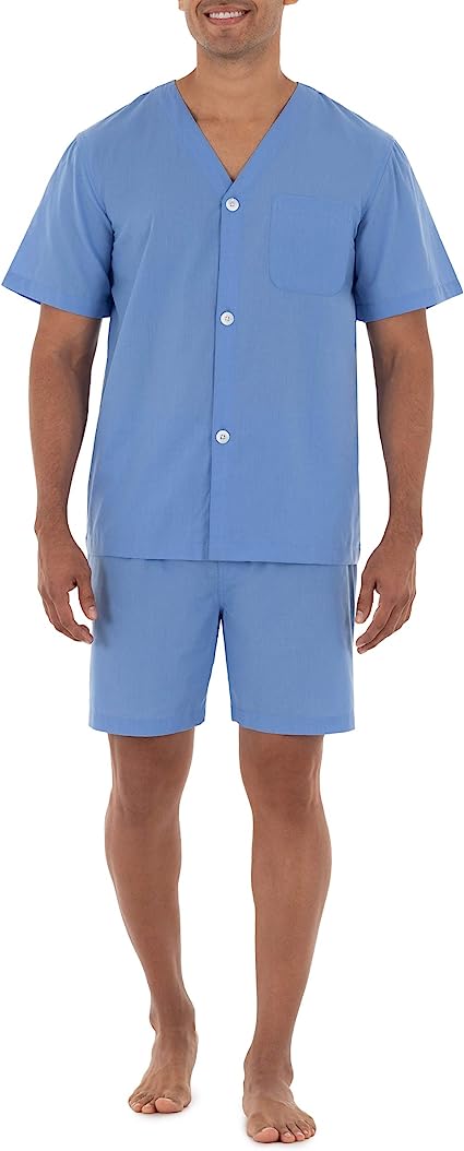 Fruit of the Loom Mens Broadcloth Short Sleeve Pajama Set