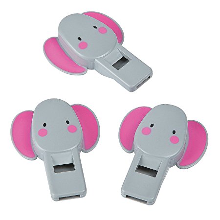 Elephant Flat Plastic Whistles - 12 pieces