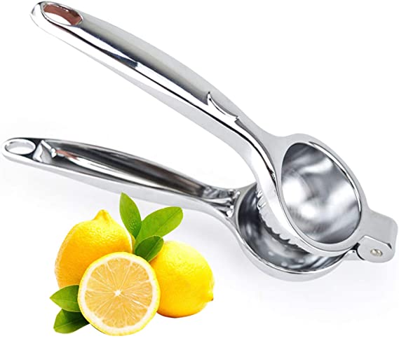 Lemon Squeezer Manual Citrus Juicer-Professional Stainless Steel Lemon Juicer with Ergonomic Handle and Threaded Groove for Fruit Juice