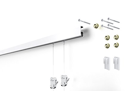 STAS Cliprail Pro Picture Hanging System- Complete Kit- Heavy Duty Track and Art Hanging Gallery Kit for Home, Office or Public Space (White Rail)