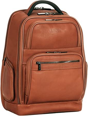Kenneth Cole Reaction Colombian Leather 15.6" Laptop Anti-Theft RFID Business Backpack, Cognac