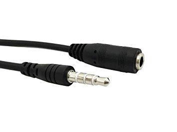 Whizzotech 6FT 4-Position 3.5mm Black Stereo TRRS Cell Phone Microphone Earphone Headset Extension Cable M/F Male to Femail, Audio Extension Cable for Iphone, 6 Feet/2 Meters