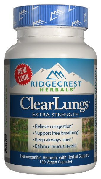 RidgeCrest Clearlungs Extra Strength, Homeo/Herbal Decongestant , 120 Veg Capsules
