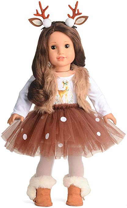 sweet dolly Doll Clothes Deer Costume Tutu Dress fits 18 Inch American Girl Doll