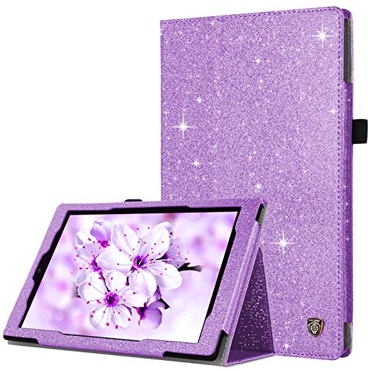 BENTOBEN Case for Fire HD 10 Tablet (7th/5th Generation,2017/2015 Release)-Bling Sparkly Folio Folding Stand Cover with Stylus Holder &Auto Wake/Sleep Glitter Shiny Smart Case for Fire HD 10,Purple