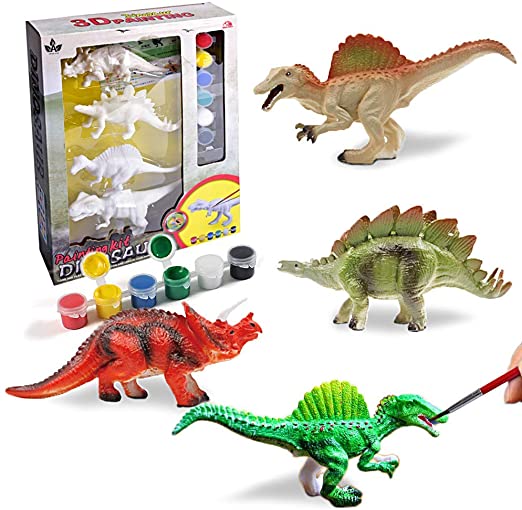 KIDS REPUBLIC Decorate Your Own Dinosaur Figurine,DIY Dinosaur Art Craft 3D Painting, Dinosaur Toy ,DIY Dinosaur Toys Paint.