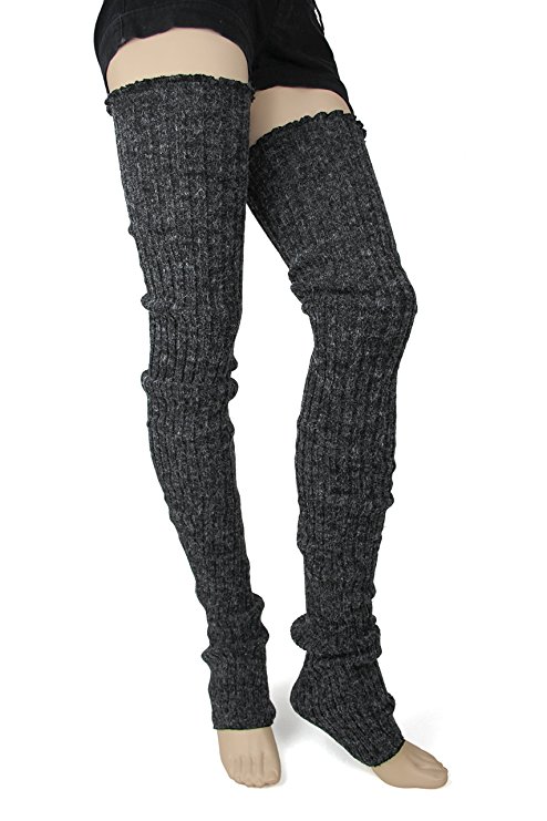 Foot Traffic Super Long Cable Knit Leg Warmers in Your Choice of Colors,One Size,Charcoal ...