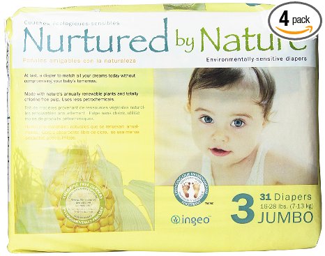 Nurtured by Nature Environmentally-Sensitive Diapers, Jumbo Size 3, 31 Count (Pack of 4)