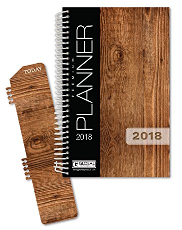 Best Planner 2018 Agenda for Productivity, Durability and Style. 5 x 8" Daily Planner / Weekly Planner / Monthly Planner / Yearly Agenda. Organizer with BOOKMARK and POCKET FOLDERS (Wood Grain)