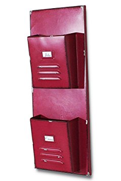 Janazala Metal Wall Mount Letter Rack Holder, Décor Letter Organizer Mounted Rack, For Mail, Letters, Recipes And Flyers (Rustic Red)