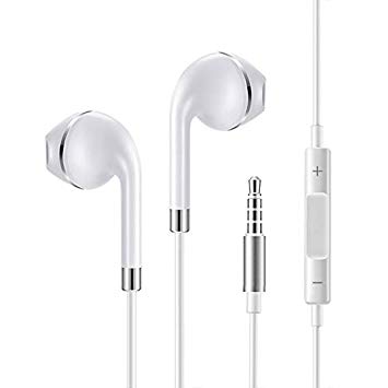 Startjune Earphones with Volume Control and Microphone Premium Earbuds Stereo Headphones and Noise Isolating, Compatible with 1Phone Samsung Galaxy LG HTC(Silver)