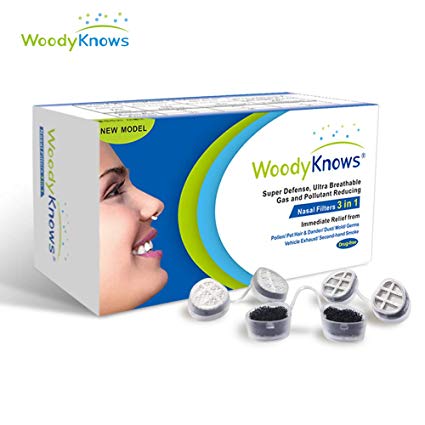 WoodyKnows 3 in 1 Nasal Filters for Allergy Relief, Combine Ultra Breathable, Super Defense and Gas & Pollutant Reducing Nasal Screen