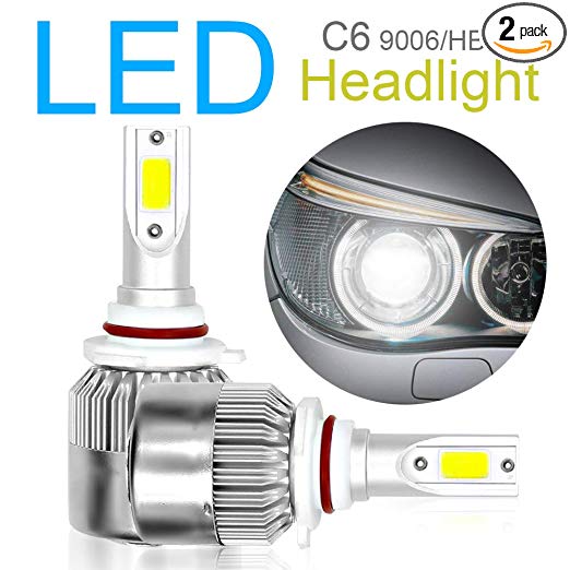 2pcs 9006 / HB4 LED Headlight Bulbs, Cool White COB LED Car Headlight Kit Light Bulbs Conversion Kits 10800LM 6000K 120W