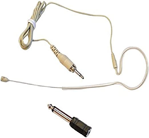 Over Ear Boom Microphone Headset - Professional Hands Free Omnidirectional Wired Audio Condenser Microphone Headset w/ 3.5mm / 1/4" Adapter, 1.2m Cable, and Windscreen - Pyle Pro PMEM1 (Beige)