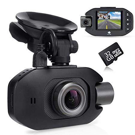 Z-Edge GPS Dash Cam, Front and Inside Camera Dual Lens Full HD 1080P Car Video Recorder with Super Capacitor, Sony Sensor Infrared LED Night Vision, G-sensor Loop Recording Dashcam, 32GB Card Included