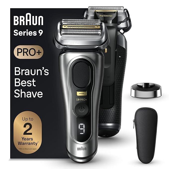 Braun Series 9 9517s PRO  Electric Razor for Men, 5 Pro Shave Elements & Precision Long Hair ProTrimmer, Charging Stand, Braun’s Best for Smooth Skin, Wet & Dry Electric Razor with 60min Runtime