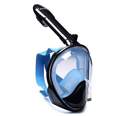 Snorkel Mask, Zacx True 180°Panoramic Viewing Full Face, GoPro Compatible, Anti-fog Anti-leak Design, with Adjustable Head Straps and Longer Snorkeling Tube