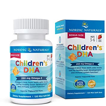 Nordic Naturals Children's DHA Strawberry - for Healthy Cognitive Development and Immune Function, 120 Soft Gels