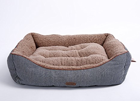 Luxury Self Warming Premium Dog Bed With Ultra Soft Detachable Plush Sherpa & Thick Organic Cotton – A Dogs and Puppies DREAM BED | 25” x 19” x 7" by Smiling Paws Pets