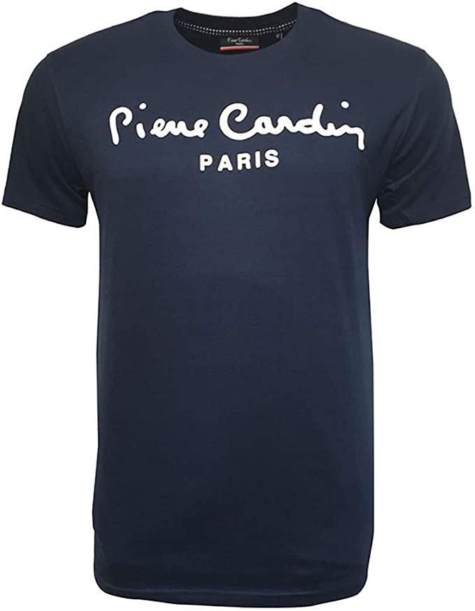 Pierre Cardin Classic 100% Cotton Crew Neck Short Sleeves Signature Large Print T Shirt - Multicoloured- Size S-2XL Available