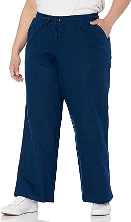 Amazon Essentials Womens Linen Blend Drawstring Wide Leg Pant