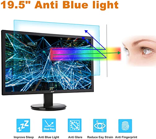 FORITO 19.5 Inch Computer Screen Protector -Blue Light Filter, Eye Protection Blue Light Blocking Computer Screen Protector for 19.5" Widescreen Desktop Monitor with 16:9 Aspect Ratio