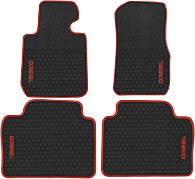 biosp Car Floor Mats for BMW 3 Series F30 320i 328i 335i 2012-2018 Front And Rear Heavy Duty Rubber Liner Set Black Red Vehicle Carpet Custom Fit-All Weather Guard Odorless