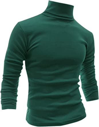 uxcell Men's Turtleneck Top Slim Fit Long Sleeve Pullover Turtle Neck Shirt