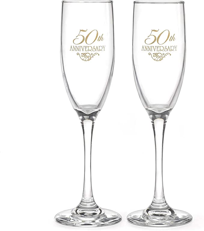 Hortense B. Hewitt Wedding Accessories 50Th Anniversary Champagne Toasting Flutes, Set of 2