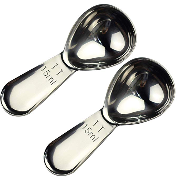 CoaGu Measuring Spoons Coffee Scoop Short Handle 18/8 Stainless Steel Tablespoon Measuring Spoon Gift Pack 2pcs (1Tbsp-15ml) for Baking or Coffee Measuring