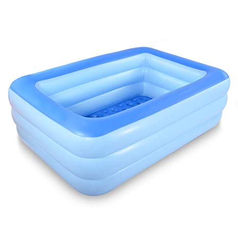 HIWENA Inflatable Family Swim Center Pool, 83" Gaint Swimming Pool Summer Water Fun with Inflatable Soft Floor (83" Blue)