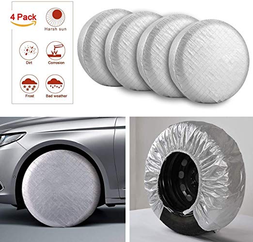 Kohree Tire Covers Tire Protectors RV Wheel Motorhome Wheel Covers Sun Protector Waterproof Aluminum Film, Cotton Lining Fits 30 inches to 32 inches Tire Diameters Set of 4