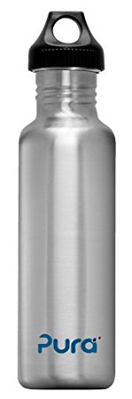 Pura 0.8L Stainless Steel Water Bottle with Stainless Loop Cap