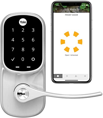 Yale Assure Lever - Connected by August - Wi-Fi/Bluetooth Touchscreen Lever Lock - Works with August app, Amazon Alexa, Google Assistant, HomeKit, Airbnb and More - Satin Nickel